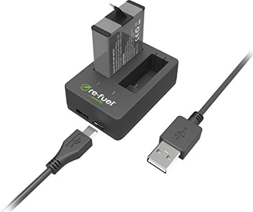 re-Fuel by digipower - Cargador Doble con Puerto USB C y Micro USB para Cargar simultáneamente baterías GoPro HERO6, HERO5 y Hero