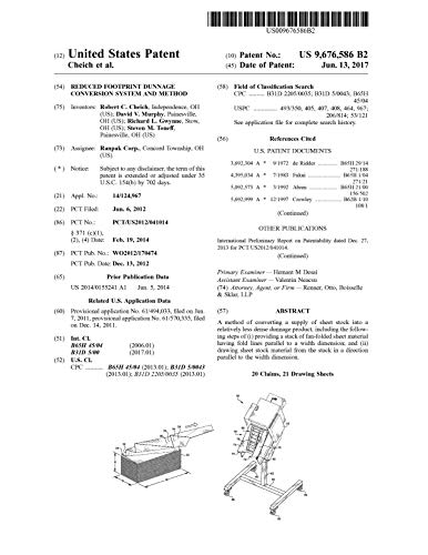 Reduced footprint dunnage conversion system and method: United States Patent 9676586 (English Edition)
