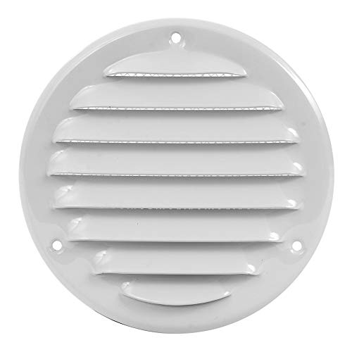 Rejilla de ventilación de 200 mm de diámetro, color blanco, protección contra insectos, salida de aire circular, rejilla de metal, dimensiones interiores: 160 mm