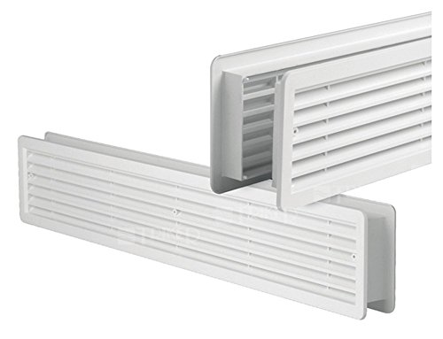 Rejilla de ventilación Erismann Bricks de doble cara, opaca, color blanco, 400 x 130 mm, hecha de plástico ASA de alta calidad, para retroinstalación en baños y cocinas