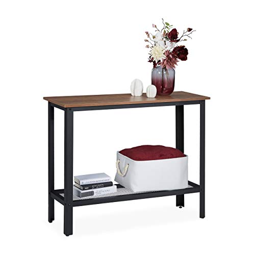 Relaxdays Consola Recibidor, Mesa Entrada, Mueble Industrial, Acero-PB, 1 Ud, 80 x 101,5 x 35cm, Negro y Marrón, Madera Relaxdays Consola Recibidor, Mesa Entrada, Mueble Industrial, Acero-PB, 1 Ud, 80 x 101,5 x 35cm, Negro y Marrón, Madera