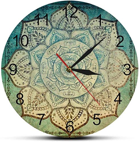 Reloj De Pared Relojes De Pared Mandala Indio Descolorido Patrón Floral Reloj De Pared Impreso Mandala Bohemio Vintage Decoración Para El Hogar Reloj Silencioso Que No Hace Tictac Reloj De Pared