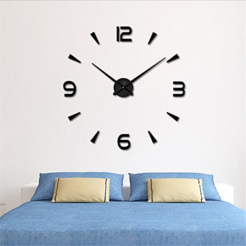 Relojes de Pared Pegatina,Relojes Modernos DIY,Reloj de Pared Adhesivo Reloj de Etiqueta de Pared Decoración,llenado Pared Vacía 3D Reloj, Ideal para la Casa Oficina Hotel Restaurante (04-Negro)