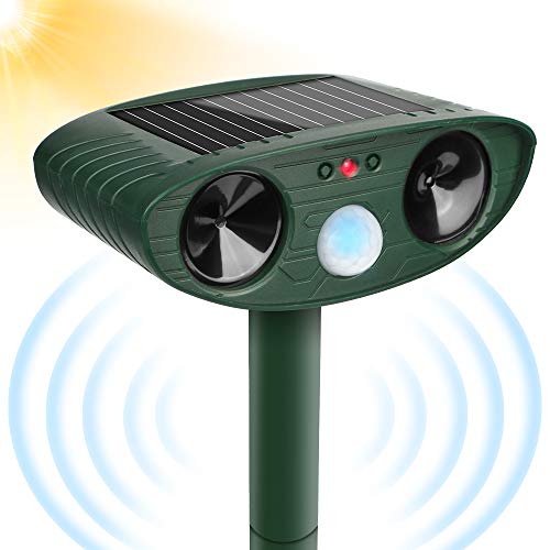 Repelente Ultrasónico Animales, Ahuyentador de Gatos, Repelente para Gatos impermeable, Recargable o a Solar, Outdoor Repeller para Los Animales con LED Que Destella, para Gatos,Perros,Ratones