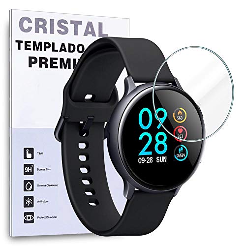 REY Protector de Pantalla para Samsung Galaxy Watch 42mm 2018 - Galaxy Watch Active 2 44mm, Cristal Vidrio Templado Premium