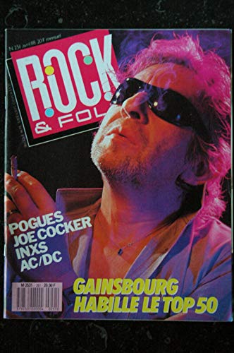 ROCK & FOLK 251 AVRIL 1988 COVER SERGE GAINSBOURG POGUES JOE COCKER INXS AC/DC POSTER JOE COCKER