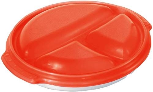 Rotho Micro Clever, Plato con 3 particiones y tapa adecuada para el microondas, Plástico PP sin BPA, blanco, rojo, 0.75l 25.5 x 23.5 x 5.0 cm