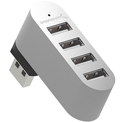 Sabrent Mini concentrador USB de 4 Puertos 2.0 de Aluminio con rotacion de 90 a 180 Grados (HB-UMMC)