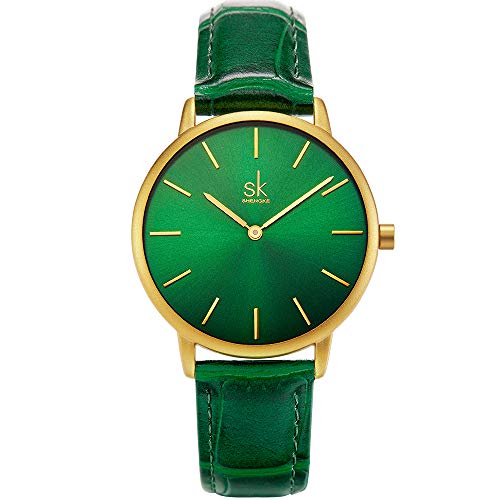SHENGKE shengke señoras Reloj de Pulsera Creativas Mujeres Relojes Marca Reloj Mujeres Malla Vestido Reloj (Green)