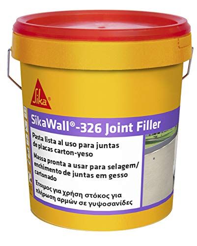 Sika 326 Joint Filler Masilla acrilica lista al uso para juntas de placa de yeso laminado con cinta de refuerzo, Blanco, 7kg
