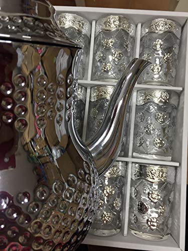 SL 12 Vasos de Cristal para Té marroquí (Plata-Tete)