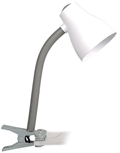 Smartwares 10.011.68 Lámpara de Escritorio con Pinza de Fácil Colocación, E27, Gris y blanco, máximo 25 W
