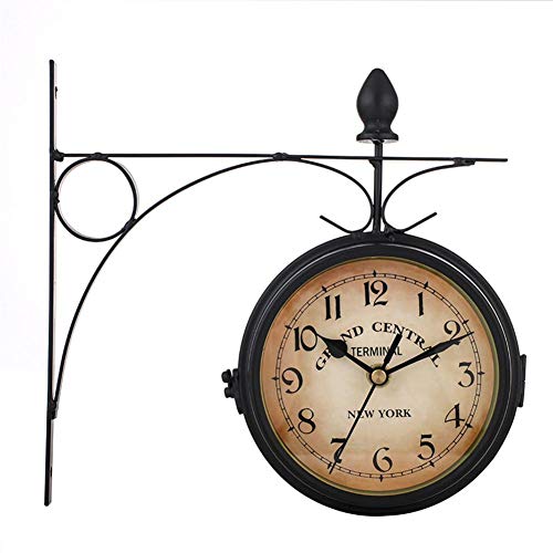 SNIIA Reloj De Pared De Estilo Europeo Vintage, Reloj De Pared De Doble Cara para Jardín Exterior - 21.8x21.8cm Valuable