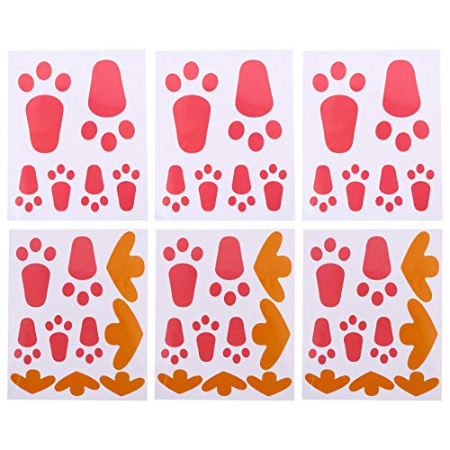 SOIMISS 6Pcs Easter Floor Sticker Rabbit Footprint Sticker Holiday Wall Decal PVC Guide Footprints Sticker Distancia Social Rosa Etiqueta de Piso para La Fiesta de Pascua Escaleras de