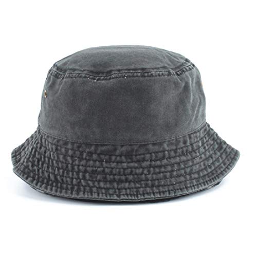 Sombrero Pescador Gorras Sombrero De Cubo De Algodón Lavado para Hombre, Sombrero De Mezclilla De Panamá, Sombrero De Protección Solar UV, Senderismo, Pesca, Sombrero Head55-59Cm Negro