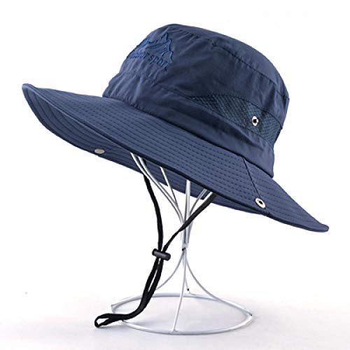 Sombrero Pescador Gorras Sombrero para El Sol para Hombre con ala Ancha Gorra De Pesca Informal Al Aire Libre Malla Transpirable Protección UV Playa para Hombres Sombreros De Visera Sólida Azul