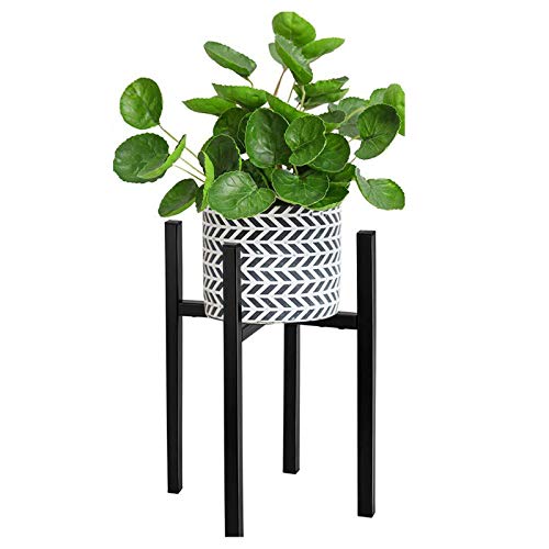 Soporte para plantas, para interiores y exteriores, con macetas, ampliable, altura ajustable, fácil de instalar para balcón, terraza, jardín, pasillo, negro, metal, color negro