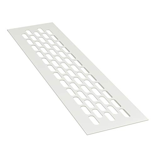 sossai® Rejillas de ventilación de aluminio - Alucratis (1 pieza) | Rectangular - dimensiones: 24,5 x 6 cm | Color: blanco | rejilla de aire