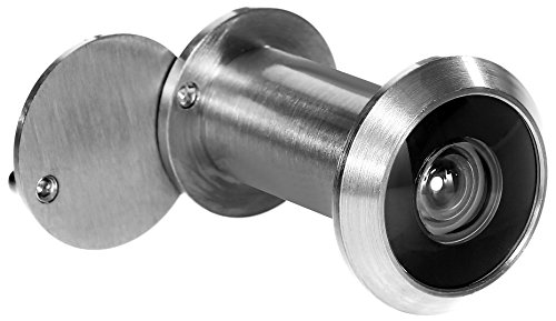 Stoppwerk Mirilla para puerta de acero inoxidable 14 mm - Mirilla para hojas de 35-55 mm con gran angular de 200º y tapa