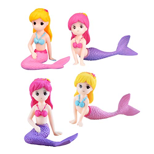 Supvox 4 figuras en miniatura de sirena, muñeca de sirena, fiesta, regalos, preferiblemente pequeña sirena, para acuario, hada, jardín, decoración