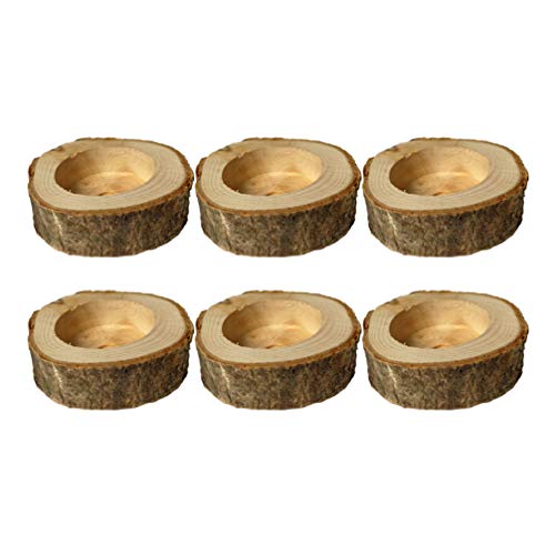 SUPVOX Portavelas de madera rústica para plantas suculentas en jarrón para fiestas de bodas y adornos de Navidad. 6 unidades (tamaños)