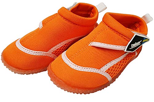 Swimpy® - Zapatillas de playa unisex para niños, de neopreno y malla, suela de TPR y 100% protección UV, color naranja 28-29 EU