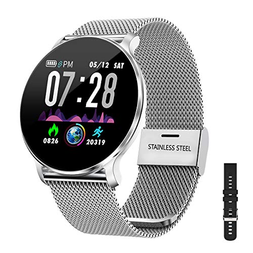 TagoBee TB11 Smartwatch Hombres Bluetooth IP68 Pulsera Inteligente Impermeable Reloj Movil HD Touch Screen Fitness Tracker Compatible con Android y iOS para Hombres Mujeres (Plata)
