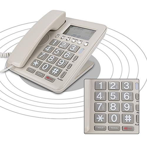 Tangxi Teléfono con Cable, Extensión Fija de Doble Puerto Teléfono Fijo con Pantalla de Identificación de Llamadas + Altavoz, Contestador Automático con Pantalla LCD para el Hogar/Oficina