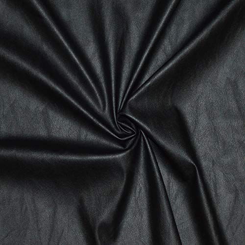 Tejido de imitación de cuero de muy bella calidad, flexible y elástico (Ropa, accesorios y decoración) - Tejido de imitación de cuero - Tejido skai (Pieza de 1m x 1m36) (Negro)