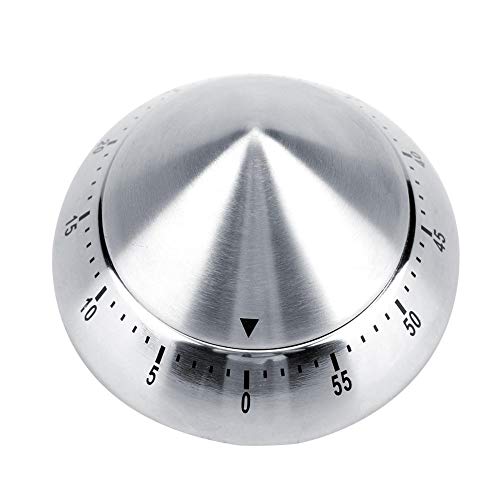 Temporizador mecánico de cocina de acero inoxidable, Minutero mecánico magnético Temporización de 60 Minutos con Imán Sonido de alarma con base magnética para Cocina (Silver) Temporizador mecánico de cocina de acero inoxidable, Minutero mecánico magnético Temporización de 60 Minutos con Imán Sonido de alarma con base magnética para Cocina (Silver)
