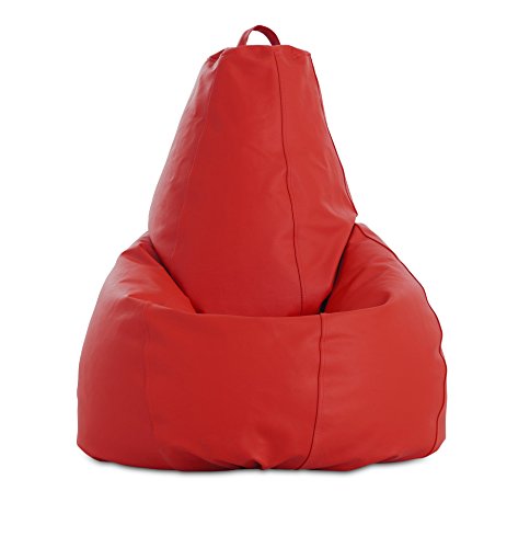 textil-home Puf - Pera moldeable XL Puff - 80x80x130 cm- Color Rojo. Tejido Polipiel Alta Resistencia - Doble repunte - (Incluye Relleno Bolas Poliestireno).