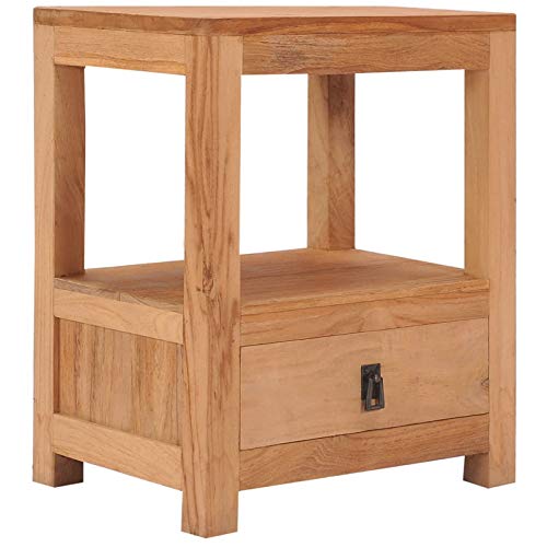 Tidyard Mesita de Noche Mesa Auxiliar para Dormitorio Moderna de Madera Maciza de Teca 40x30x50 cm