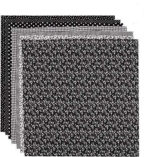 Tiopeia - 7 piezas de 50 x 50 cm de tela de algodón para patchwork, retales de tela de algodón, retales cuadrados, acolchados, scrapbooking, costura, manualidades y manualidades (negro)
