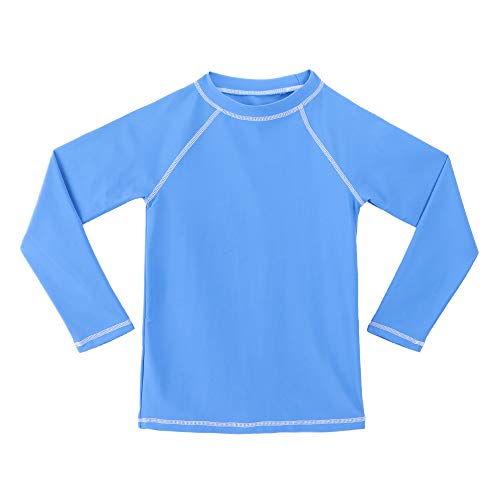 TIZAX Camiseta UV de Manga Larga para niños Traje de baño con UPF 50+ protección Solar Rashguard para Surf/Nadando/Buceo/Playa Azul 104