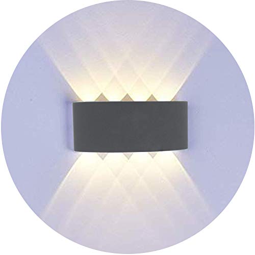 Topmo-plus Apliques de Pared Moderna Lámpara de Pared Exterior IP65 8W Puri COB / Lámpara en Moda Agradable Luz de Ambiente / Porche, Patio, Jardín blanco (8W Gris / Blanco cálido)