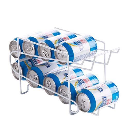 topxingch Dispensador de 2 capas de ángulo inclinado para latas de almacenamiento para 10 latas estándar (330 ml) de capacidad para el hogar, refrigerador, bar, organizador de mesa, color blanco
