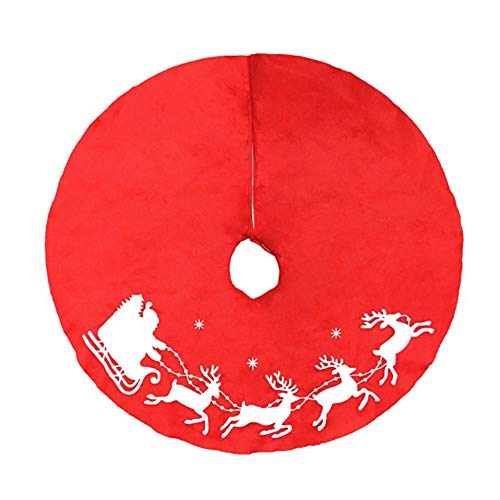 UDXW Falda De Árbol De Navidad, Renos Decorativos con Forma De Reno Reno Vacaciones De Navidad Rojo + Falda Linda No Tejida Blanca