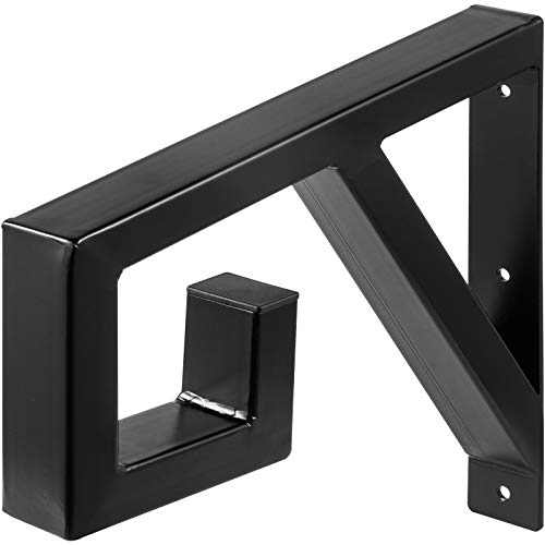 VEVOR Barandilla Escalera de Negro Mate en Forma de R, Pasamanos Escalera Hierro Forjado de 1 o 2 Peldaños, Barandilla de Pared 45,2x43,5 cm, Pasamanos Seguridad para Puerta Escalera Capacidad 75 kg