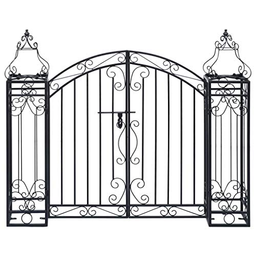 vidaXL Puerta de Jardín Decorativa en Forma de Arcos Entrada Elegante Proteger Espacio Privado Portal para Vallas Patios de Hierro Forjado