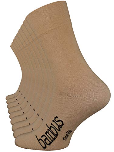 Vincent Creation® 9 pares calcetines de bambú para Mujer y Hombre, punta remallada a mano(sin costuras), sin caucho (39/42, 9 pares beige)