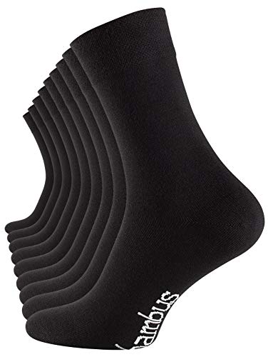 Vincent Creation® 9 pares calcetines de bambú para Mujer y Hombre, punta remallada a mano(sin costuras), sin caucho (43/46, 9 pares negro)