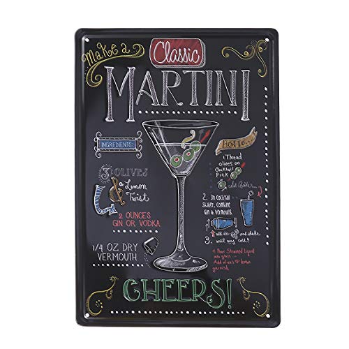 VOSAREA Cartel de chapa Martini vintage, hierro, para pared, para puerta, decoración