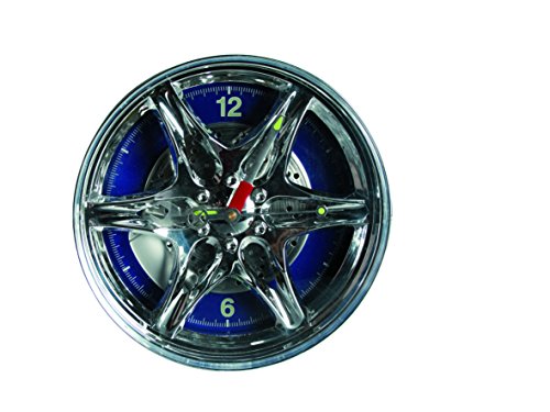 Wheel Rim Wall Clock Reloj de Pared, diseño de llanta con luz Azul LED, 27 cm