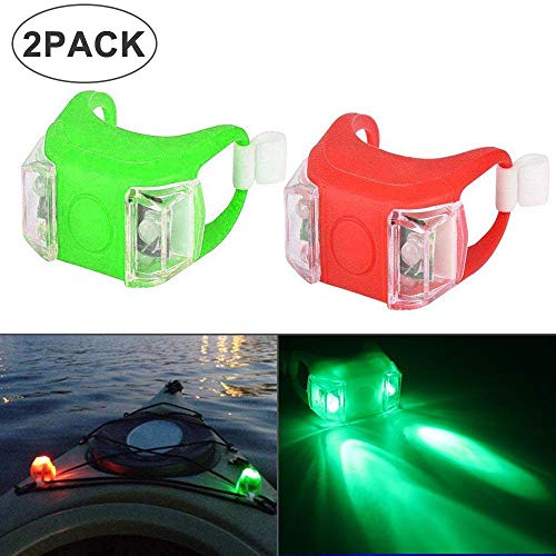 Womdee 2 luces LED de navegación marina, luces de seguridad con 3 modos de conducción nocturna, luces de respaldo de energía para barco, kayak, moto, barco, pilas, color azul, Verde y rojo