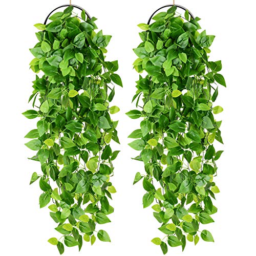 YQing 2 Piezas Artificial Hiedra Planta Colgante, Artificiales Verde Hojas de Hiedra Falsas para Pared Hogar Porche Jardín Valla Decoración YQing 2 Piezas Artificial Hiedra Planta Colgante, Artificiales Verde Hojas de Hiedra Falsas para Pared Hogar Porche Jardín Valla Decoración