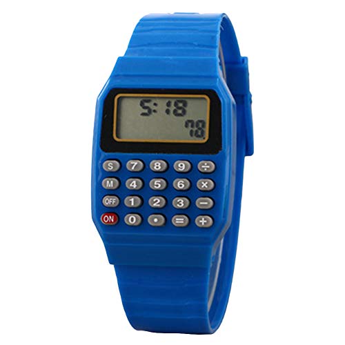 YSoutstripdu - Reloj de pulsera cuadrado digital para niños, mini calculadora portátil, herramienta de examen para niños, color azul