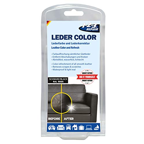 1-2-3REPAIR Tinte para cuero y cuero sintético, Negro 1-2-3REPAIR Tinte para cuero y cuero sintético, Negro