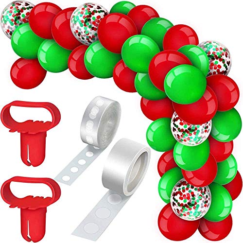 129PCS Arreglo de globos de látex rojo y verde de Navidad Juego de arco de guirnalda Decoración de fiesta de Navidad Decoración de Fiesta Temática Cumpleaños boda artículos para fiestas Navidad