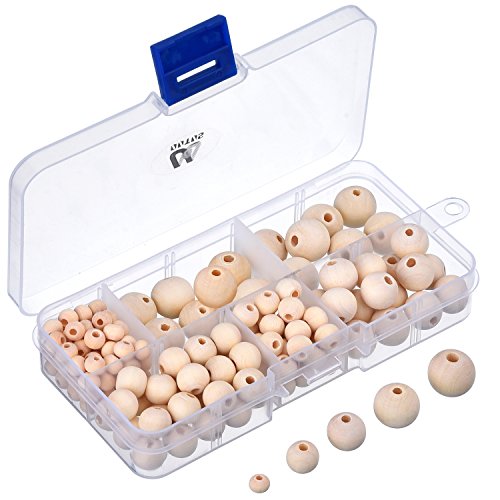 150 Piezas Set de Cuentas de Madera Redondas Naturales con Caja para Elaboración de Joyería de DIY, 5 Tamaños (6 mm/ 8 mm/ 10 mm/ 12 mm/ 14 mm) 150 Piezas Set de Cuentas de Madera Redondas Naturales con Caja para Elaboración de Joyería de DIY, 5 Tamaños (6 mm/ 8 mm/ 10 mm/ 12 mm/ 14 mm)