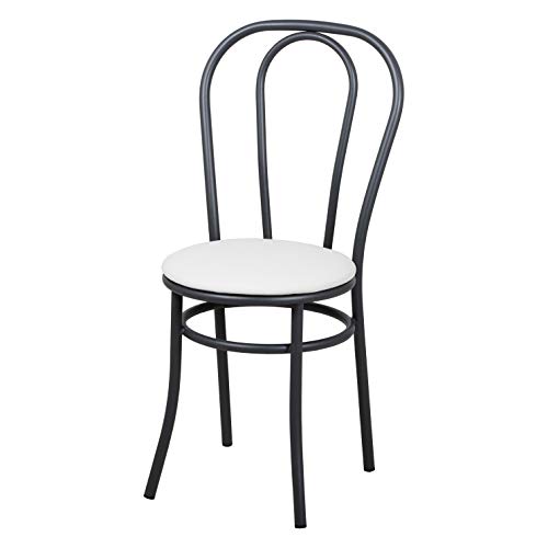 2 Sillas Vienesas de metal y piel sintética blanca para cocina, salón, restaurante 2 unidades 2 Sillas Vienesas de metal y piel sintética blanca para cocina, salón, restaurante 2 unidades